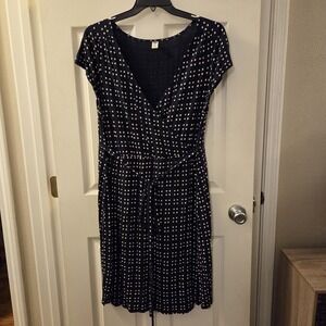 Old Navy sz 2X navy polka dot ss rayon wrap dress casual classic chic career